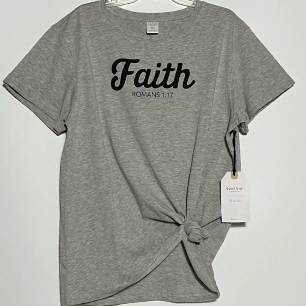 SWEET SOUL Gray Faith T-shirt Size L NWT - Picture 1 of 8